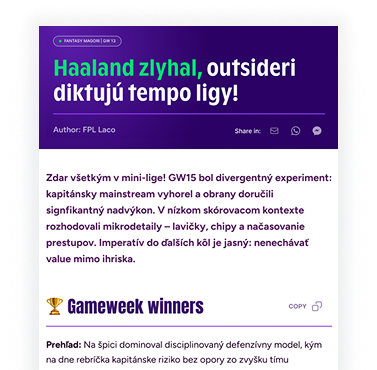 Posielaj členom miniligyreport ako newsletter